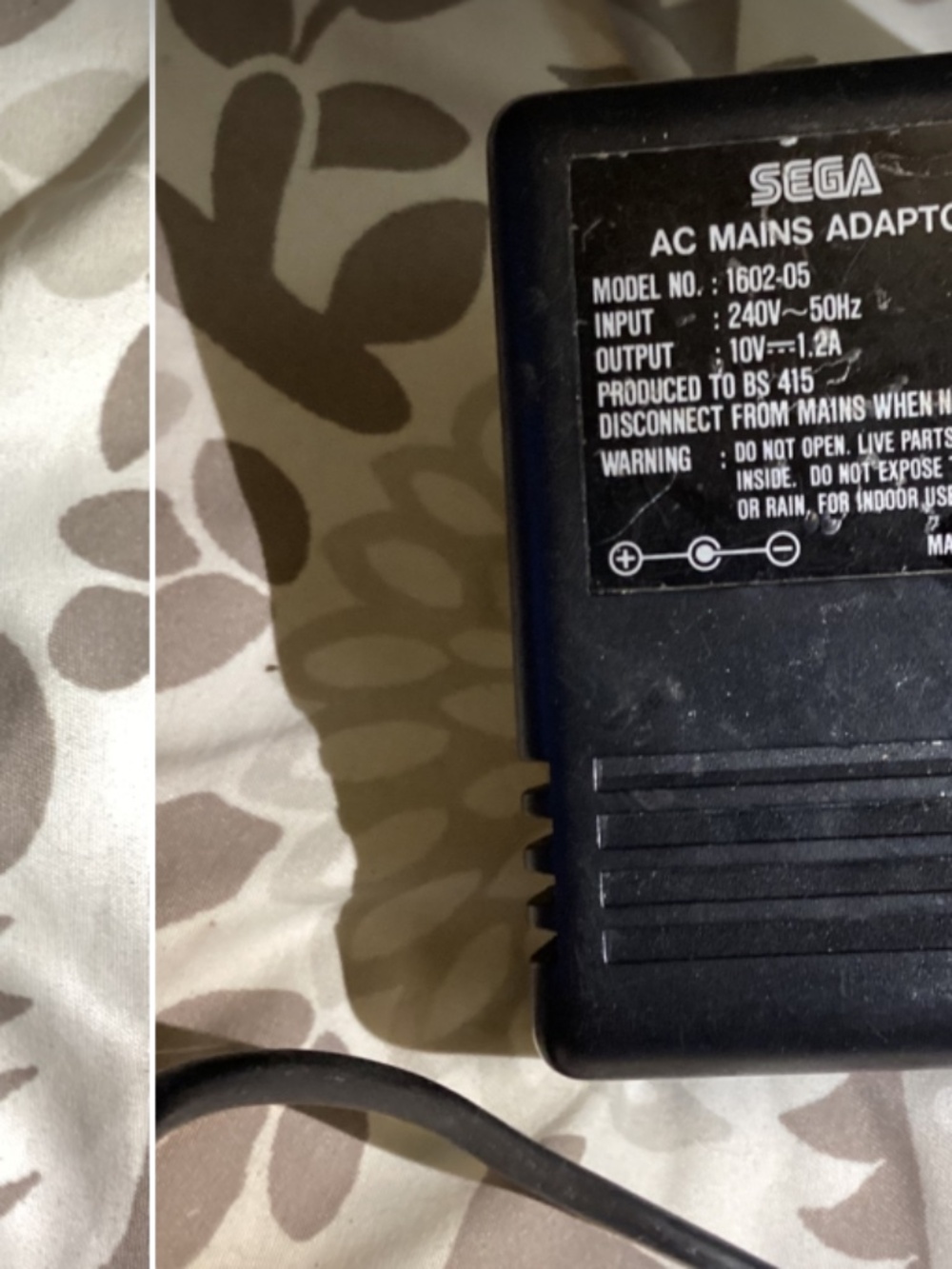 Sega Mega Drive & Game Gear Power Supply Official 10V AC Mains Adapter 1602-05